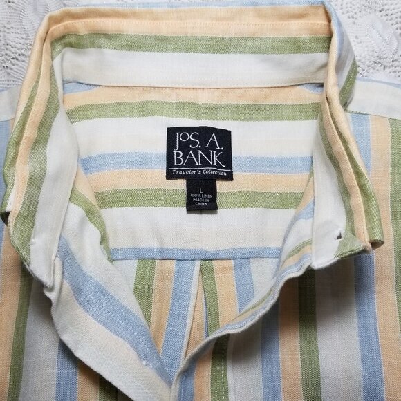 Jos A Bank Travelers Collection 100% linen striped - Picture 7 of 8